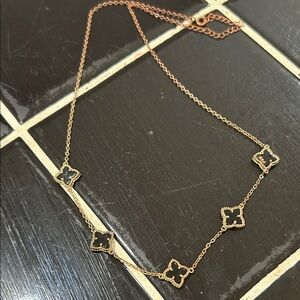 Chic Gold and Black Clover Necklace
